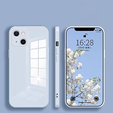 Imagem de Capa de telefone quadrada de vidro temperado para iphone 13 11 12 pro max mini xs xr x 7 8 plus se 2020 capa traseira dura de silicone, cinza azul, para 12 pro max 6.7
