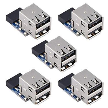 Imagem de Conector USB de placa-mãe de 9 pinos/10 pinos USB2.0 conector de placa-mãe para 2 adaptadores de porta USB 2.0 A