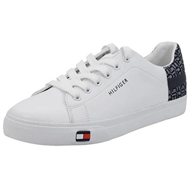 Imagem de Tommy Hilfiger Tênis feminino Laddin, Monograma branco, 9.5