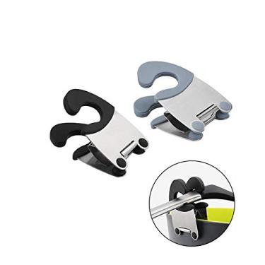 Imagem de Prendedor de panela/suporte de panela de aço inoxidável, para descanso de colher, silicone e aço inoxidável, antiderrapante, fácil fixação, grampo, utensílios de cozinha (preto e cinza)