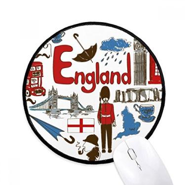 Imagem de DIYthinker England Love Heart UK National Flag Mouse Pad Desktop Office Tapete Redondo para Computador