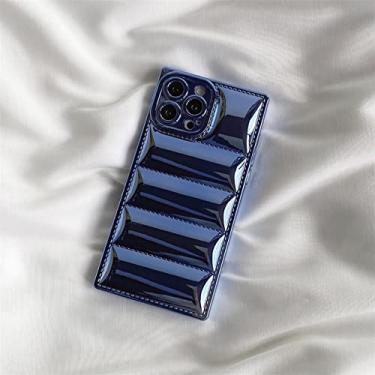 Imagem de Capa de telefone de revestimento para baixo para iPhone 13 Pro Max 12 11 XS X XR 7 8 Plus SE Proteção Pára-choques Capa de Baiacu, Azul Marinho, Para iPhone 13Pro Max