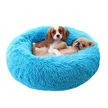 Imagem de Cama redonda para animais de estimação para gatos, cachorros e cães médios grandes, almofada de pelúcia macia para canil cama quente para cachorro donut, sofá-cama, saco de dormir de inverno cama de