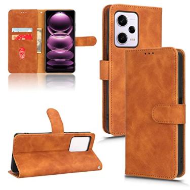 Imagem de Capas de telefone Business Skin Feel compatíveis com Xiaomi Redmi Note 12 12 Pro 5G Capa de couro slots para cartão clipe de carteira capa de telefone à prova de choque (marrom, Redmi Note 12 Pro 5G)
