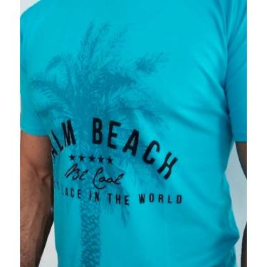 Imagem de T-shirt Palm Beach Algodão Egípcio Azul Turquesa das melhores safras do egito
