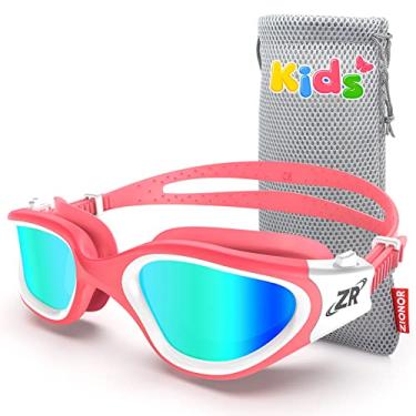 Imagem de ZIONOR Óculos de natação para crianças, óculos de natação polarizados G1MINI para meninas e meninos, proteção UV antiembaçamento alça ajustável adequada para crianças e jovens (lentes douradas)