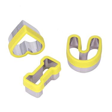 Imagem de Cortadores de biscoitos de bolo, 3 peças de moldes de biscoitos de bolo prevenção de lesões para festas(Amarelo)