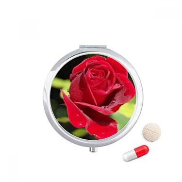 Imagem de Caixa de comprimidos com rosas vermelhas escuras, caixa de armazenamento de remédios
