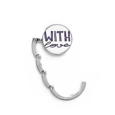 Imagem de Gancho de mesa com citação fofa com amor para escrever à mão, fecho decorativo dobrável