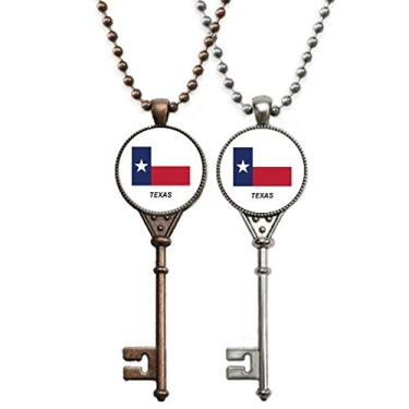 Imagem de OFFbb-USA Bandeira do Texas Contorno Art Deco Presente Fashion Chaveiro Colar Pingente Joias Decoração de Casal
