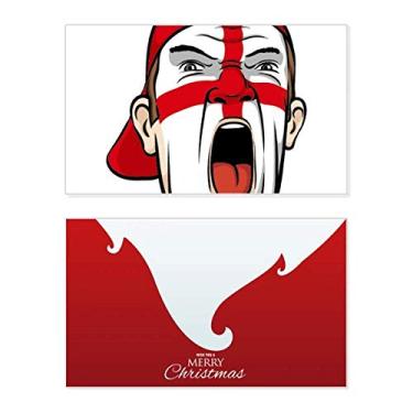Imagem de Bandeira da Inglaterra Máscara Facial Maquiagem Cabeça Gritando Holiday Merry Christmas Cartão de Parabéns Mensagem de Natal