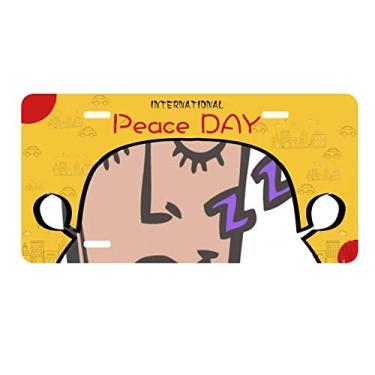Imagem de DIYthinker Sleep Abstract Face Sketch Happy License Plate Tag Car Decor Peace Day