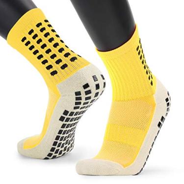 Imagem de Andoer Meias antiderrapantes masculinas de futebol Meias longas atléticas Meias absorventes esportivas para basquete, futebol, voleibol, corrida, trekking, caminhada, 1 par / 3, pares