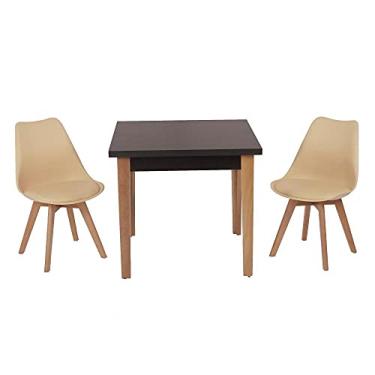 Imagem de Conjunto Mesa de Jantar Luiza 80cm Preta com 2 Cadeiras Leda - Nude