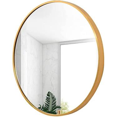 Imagem de Espelho de parede espelho de parede espelhos de banheiro espelho redondo dourado de 50 cm, espelho de vaidade, espelho de maquiagem de banheiro contemporâneo, espelhos grandes, decoração de parede (tamanho: 40 cm) decoração de casa mirr feito na