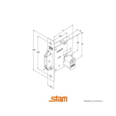 Imagem de Fechadura 1006 Para Porta De Correr Cromado Externa - Stam Quadrado