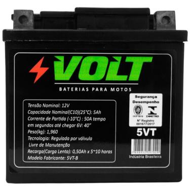 Imagem de Bateria Moto Pop 100 Volt 5vt Selada 5ah 12 Volts
