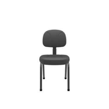 Imagem de Cadeira Fixa Estofada Secretaria Sem Braco Preta - Plaxmetal