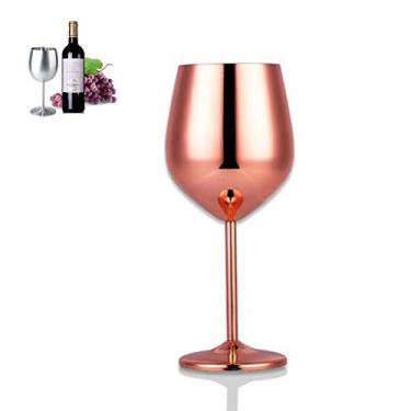 Imagem de Pssopp Taças de copo de vinho tinto de aço inoxidável, duráveis e seguras, capacidade de 500 ml, para família, bar, cafeteria, festa de dança e mais (rosa)