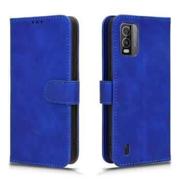 Imagem de Capa protetora para telefone Compatível com capa Nokia C210 com suporte para cartão, capa tipo carteira de couro PU com alça de pulso e capa protetora à prova de choque Capas para celular (Size : Blu