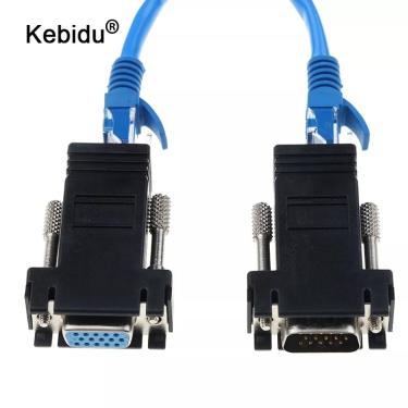 Imagem de Kebidu-rj45 para adaptador vga  macho para lan  cat5  cat6  rede  cabo ethernet  fêmea  interruptor