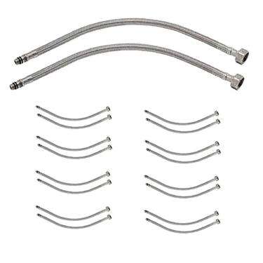 Imagem de Engate Rabicho Monocomando Misturador 80cm Kit 8 Unidades Par Flexivel Mangueira Agua Quente Fria Par Banheiro Cozinha Pia Torneira