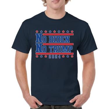 Imagem de Camiseta masculina No Biden No Trump 2024 Vote Eleição Presidencial Candidato Democrata Republicano Independente, Azul marinho, GG