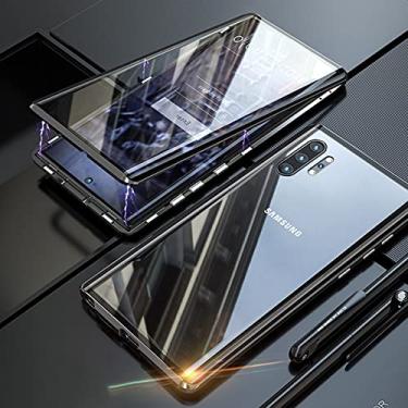 Imagem de Capa de telefone de vidro protetora 360 para Samsung Galaxy S23 S22 Ultra S21 S20 FE S9 S10 Note 8 9 10 20 Lite Plus A72 Capa traseira magnética, preta, para S23 Plus
