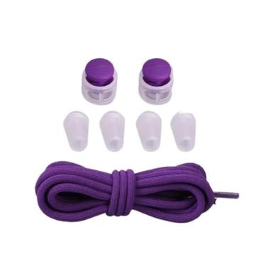 Imagem de Elastic Shoelaces With Lazy Lace Buckle Round Lock No Tie Shoelaces For Kids Rubber Lazy Shoelaces For Sneakers(Color:Purple)