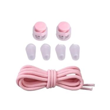 Imagem de Elastic Shoelaces With Lazy Lace Buckle Round Lock No Tie Shoelaces For Kids Rubber Lazy Shoelaces For Sneakers(Color:Pink)