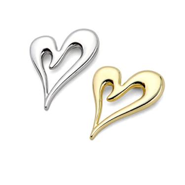 Imagem de Broche de coração dourado lapela hijab broches para mulheres joias modernas, Metal, Sem pedras preciosas