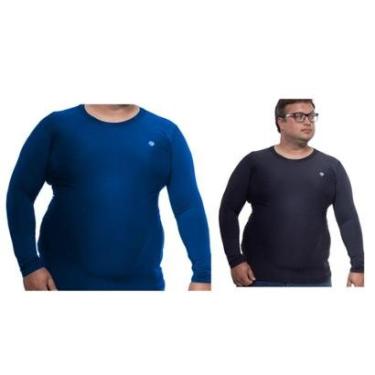 Imagem de Kit 2 Camisa Termica Masculina Plus Size segunda Pele Proteção Uv Azul Caneta-Preto 07-Unissex