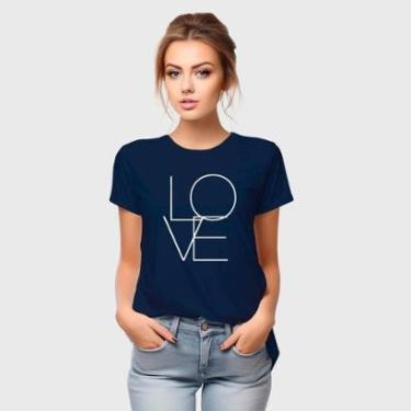 Imagem de Camiseta Feminina Algodão Gola Careca Estampa Love Casual-Feminino