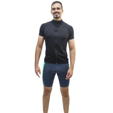 Imagem de Bermuda com forro para ciclismo DA Modas com friso e bolso lateral e proteção UV-Masculino