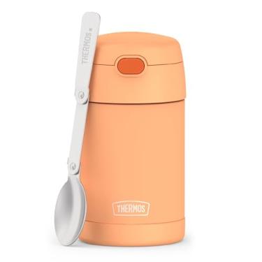 Imagem de THERMOS FUNTAINER Pote de alimentos isolado a vácuo de aço inoxidável de 473 ml com colher dobrável, laranja neon