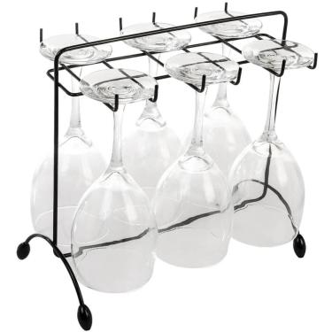 Imagem de Porta Taças de Vinho Utimil Preto Suporte Aramado de Mesa Bancada para Pendurar Taças C...