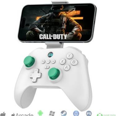Imagem de Megadream Mobile Game Controller for iPhone iPad, Wireless Android Gamepad - PS Remote Play, Xbox Cloud, Steam Link, GeForce Now, MFi Arcade Games, Micro & Hall Trigger, with Phone Clip, White