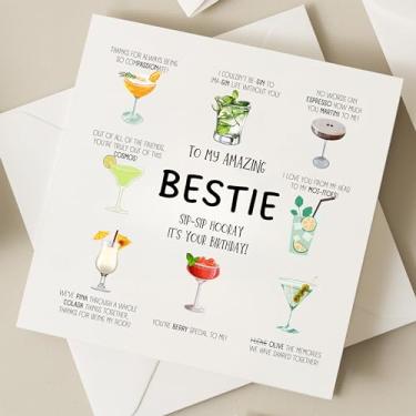 Imagem de TEEMI -Cocktail Bestie Cartão de aniversário - Cartão de aniversário para melhor amigo - Cartão de aniversário para amigo - Cartão de melhor amigo