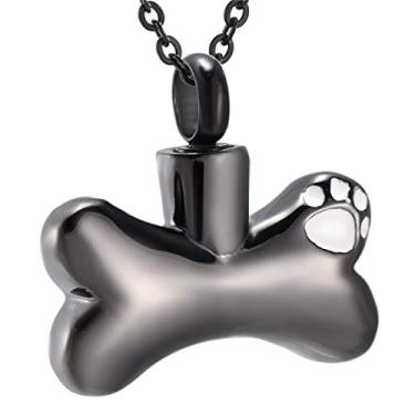 Imagem de Colar de urna para animais de estimação com estampa de pata e memorial de osso de cachorro de aço inoxidável, pingente de lembrança de cremação, suporte de urna, Size : 20mm-30mm, Aço inoxidável, aço