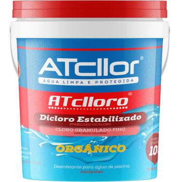 Imagem de AtCllor, Cloro concentrado e estabilizado para piscina, Orgânico, AtClloro, Teor de ativo 47,60%, Granulado, 10 Kg, Vermelho