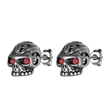 Imagem de Brincos viking nórdicos para homens - Aço inoxidável vintage lobo celta lua crescente viking valknut runas Thor Hammer Mjolnir caveira enorme brincos pendentes, One Size, Aço inoxidável, Sem pedra