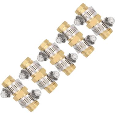 Imagem de Cozyou Pacote com 5 conectores de mangueira de conserto de latão de 5/8 polegadas com grampo inoxidável
