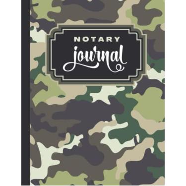 Imagem de Notary Journal: 8.5x11 Large Notarial Logbook/With 200 Numbered Pages - Two Record Logs Per Page / 400 Records/Ledger Book Gift For Signing Agents/Green Brown Abstract Camo Print