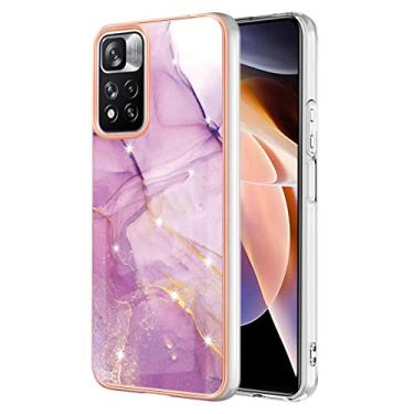 Imagem de Dinglijia Capa para Xiaomi Redmi Note 11 Pro, TPU macio + padrão de mármore IMD design fino proteção de câmera e tela para meninas e mulheres capa para Xiaomi Redmi Note 11 Pro YBBK roxo A
