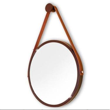 Imagem de Espelho Redondo Decorativo Suspenso Com Alça 50cm + Suporte - Mev Mirr