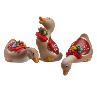 Imagem de Trio Pato Pequeno Cerâmica Enfeite Casa Decoração Sala Varanda - Maryl