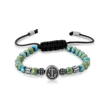 Imagem de Pulseira Masculina Pedras Furta E Pingente Leme E Âncora Em - Tulerry 