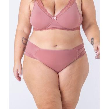 Imagem de Calcinha Plus Size com laterais drapeadas e fio dental em renda