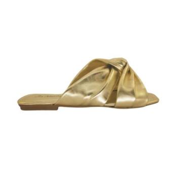 Imagem de Sandália Feminina Salto Baixo Tiras Douradas Em NóFashion - Aine Store