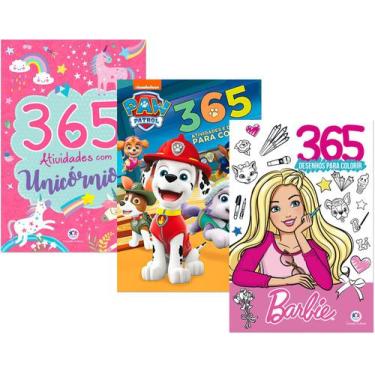 Imagem de Kit 365 Atividades Unicórnio Patrulha Canina Barbie Colorir - Ciranda 